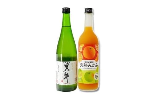 ▼和歌山の地酒 純米酒黒牛・完熟みかん梅酒セット 各720ml×1本ずつ [sta705-kuro-mk720]
