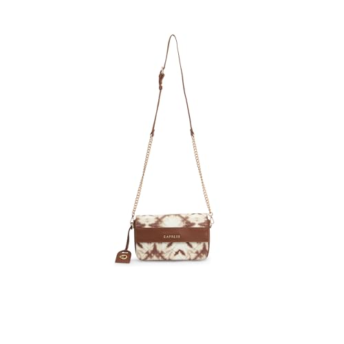 Image of Caprese Shibori Medium Sling Bag for Women with Adjustable & Detachable Strap | Printed Faux Leather Shoulder Bag with Multi-Compartments | Zipper & Magnetic Button | Detachable Charm