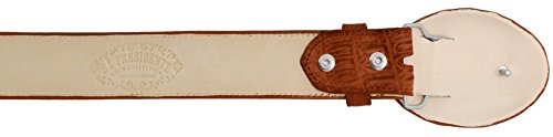 El Presidente Mens Cognac Cowboy Belt Crocodile Tail Print Leather Belt Round Buckle4