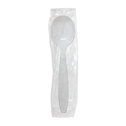 Karat U3522W 5.6" Poly-Wrapped Heavy-Weight Disposable Soup Spoon, White (Pack of 1000)