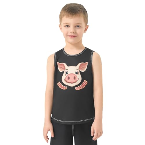 Boys Tank Top Shirts Funny Pig Nose and Bacon Sleeveless T-Shirts Crew Neck for Kids Clothing Children2