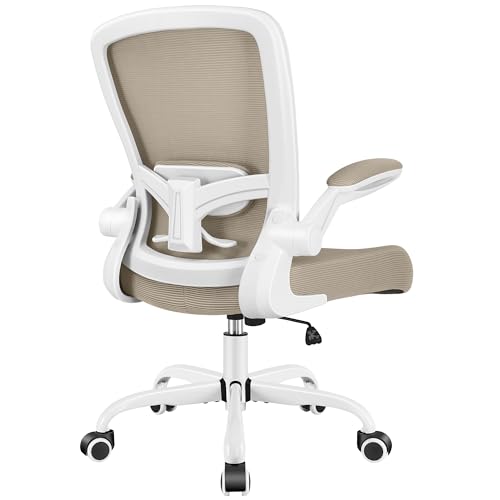 Image of FelixKing Office Chair, Ergonomic Desk Chair Breathable Mesh Chairs Adjustable High Back Lumbar Support Flip-up Armrests, Executive Rolling Swivel Comfy Computer Chairs Home Office Khaki