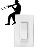 2Pcs Guy Playing Trombone Sitting On Left Side of Light Switch Musical Vinyl Wall Decal 6x5in