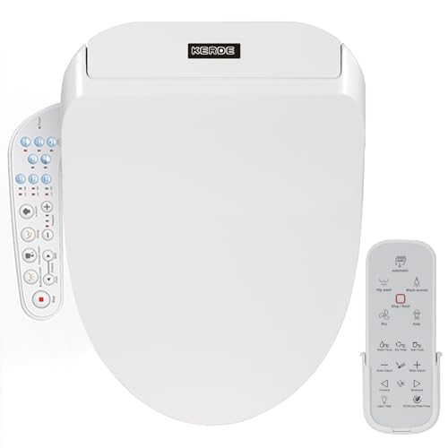 KERDE P30B Bidet Toilet Seat - Dual Control (Side Panel & Remote), Warm Water Wash, Heated Seat, Warm Air Dryer, LED Night Light,Existing Toilets Electric Bidet Elongated Electronic Heated Smart