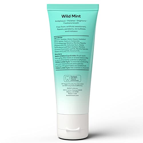 Image of BURST Fluoride Free Whitening Toothpaste for Stain Removal (4.7oz /2 Pack /Wild Mint) | for Sensitive Teeth | with Xylitol | Vegan, Gluten & SLS Free | Wild Mint for Sensitive Teeth | with Xylitol | Vegan, Gluten & SLS Free