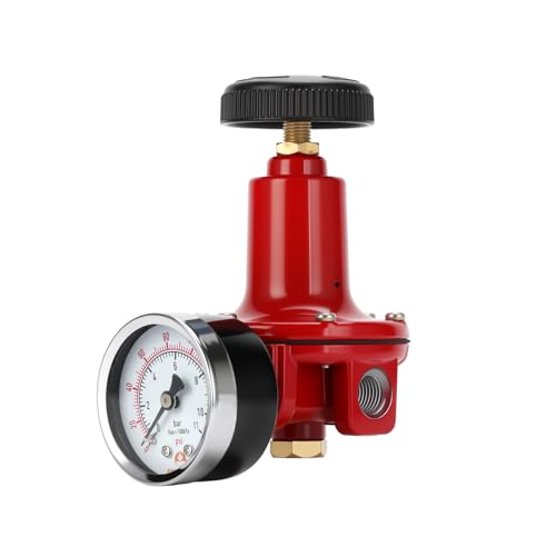 Roastove Propane Regulator Adjustable High Pressure Die Cast Aluminum 1/4 Inch FNPT Inlet/Outlet 2 Ports with pressure gauge 0-160PSI