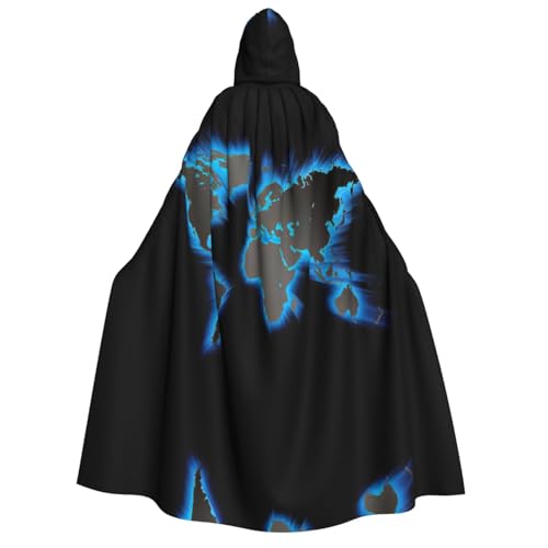 Cape à capuche imprimée carte du monde EdWal pour cosplay et costume d'Halloween adulte