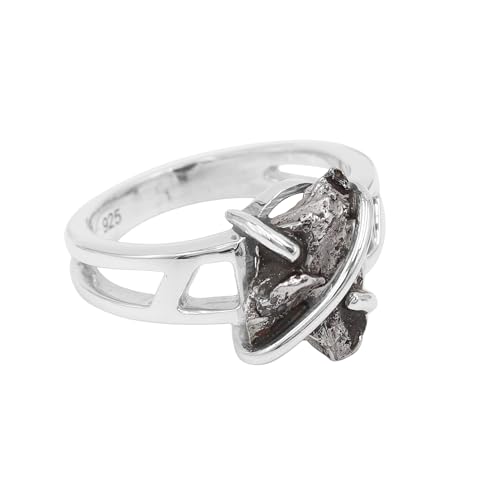 Bague météorite argent 925 véritable pour homme et femme, taille 6.5