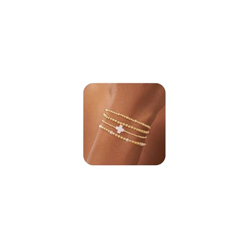 Bracelets for Women, Waterproof 14K Gold/Silver Plated Stackable Bracelets for Women Non Tarnish Trendy Dainty Paperclip Figaro Box Herringbone Hand Chain Bracelet Pack Stack Adjustable Jewelry for Women