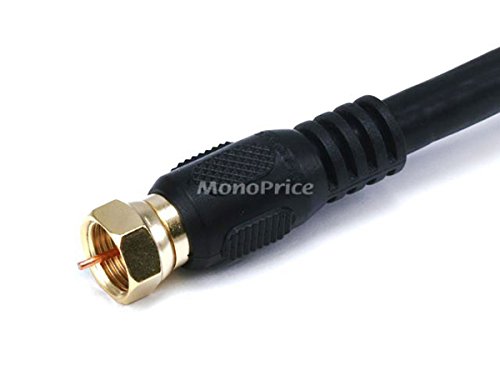 Image of Monoprice RG6 Quad Shield CL2 Coaxial Cable with F Type Connector, 12ft, Black