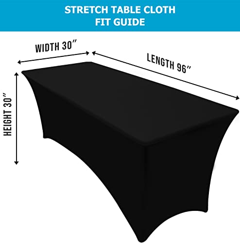 Image of Utopia Kitchen Spandex Tablecloth 1 Pack [8FT, Black] Tight, Fitted, Washable and Wrinkle Resistant Stretch Rectangular Patio Table Cover for Event, Wedding, Banquet & Parties [96Lx30Wx30H Inch]
