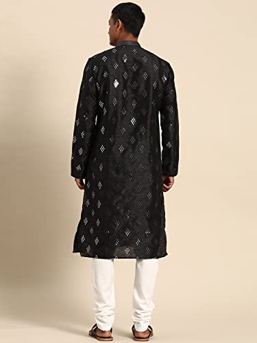 Image of Rajubhai Hargovindas Men's Jacquard Work Kurta Set