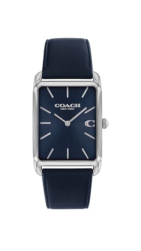 Coach Elliot Mens 2H Quartz Watch - Leather Strap - Tank Case - for Day or Night wear - Gift for Him - 26mm