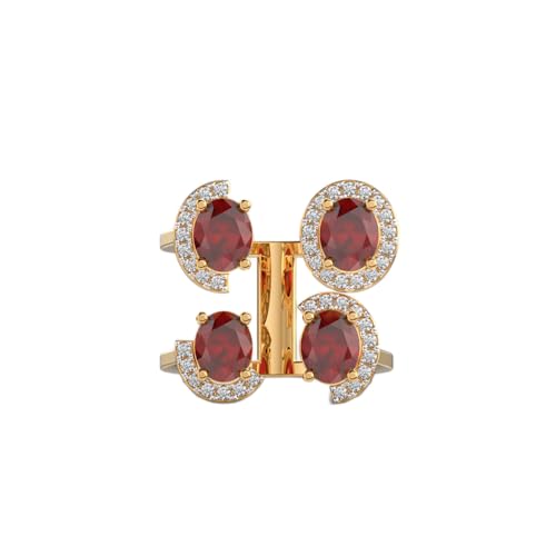 Bague Tsarina argent 925 et rubis rouge de luxe fait main