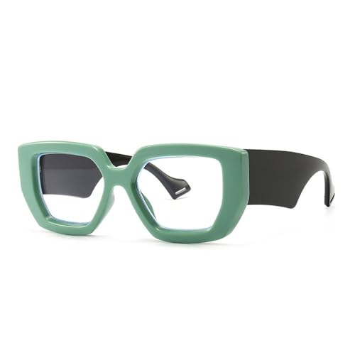 Monture carrée femmes anti-UV400 aux finitions vert et noir et verres clairs