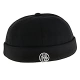 Material: Wollfilz Colcolo Vintage Docker hat KaschmirKaschmirwolle Filz Leon Beanie Cap Einstellbare Navy Watch Hat Schädelkappe, Schwarz, 58-60cm