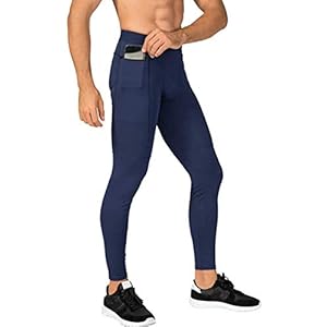 MakingDa Men’s Zip Pocket Sports Compression Pants Workout Running Tights Leggings Cool Dry Technical Training Baselayer