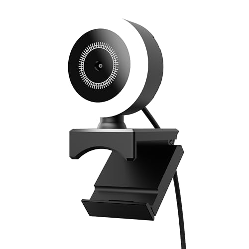 Mobility Lab ML301310 - Webcam con Cable USB - Full HD, sin Tornillos Universal Integrado, micrófono Integrado, Anillo LED Ajustable, Plug and Play - Compatibilidad macOS y Windows