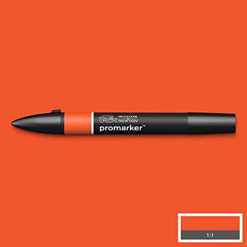 Image of Winsor & Newton Promarker, Alcohol Based Markers, Bright Orange (R946), Double Tipped Drawing Marker Set for Artists, Graphic Designers, Illustrators - Chisel & Fine Twin Tip, Streak Free Coverage