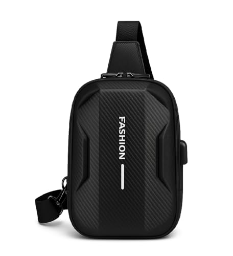 Image of Spiffy Small Crossbody Sling Bag For Man, Anti-Theft Side Chest Bag with USB Charging Port Waterproof Semihard Backpack Bag for Man With Lock