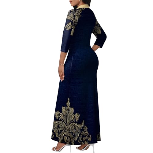 Image of PinkPatty Women's Casual 3 /4 Sleeve Polo V Neck Bodycon Maxi Dress