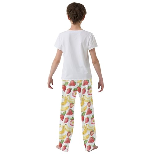 Pajama Bottoms, Pattern with Banana and Strawberry Sleeping Pant Lounge Wear Pajamas Long Pants Sleepwear Pjs3