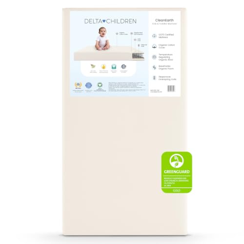 Delta Children CleanEarth Certified Organic Crib and Toddler Mattress – GOTS Certified, Non-Toxic Breathable Baby Mattress - Regulates Temperature, 10-Year Warranty - image 1