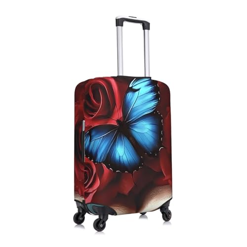 Beautiful Flower Butterfly Roses Elastic Travel Luggage Cover, Washable Spandex Suitcase Protector, Anti-Scratch Fits 18-32 Inch3