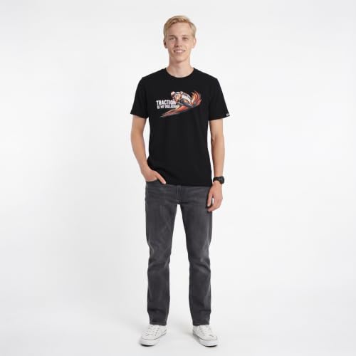 Image of Men's Round Neck Graphic Printed T-Shirt, Red | Premium Cotton Casual Riding Tee | Comfortable Regular Fit Crew Neck for Bikers & Everyday Wear