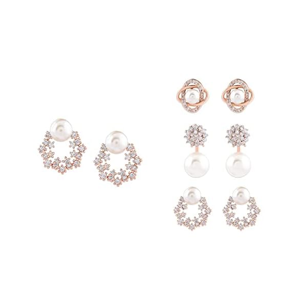 Zaveri Pearls Enchanting Gold Tone Floral Cubic Zirconia & Pearl Stud Earring For Women-ZPFK9456