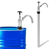 Lounsweer Heavy Duty 55 Gallon Steel Drum Barrel Pump with Metal Bung and Adjustable Spout, Vertical Manual Drum Pump Self Priming Fits 15-55 Gallon for Oil, Diesel, Kerosene, Hydraulic Fluid Barrel