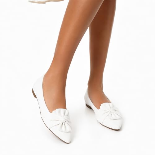 Image of MUSSHOE Comfortable Office Flats for Women: Pointed Toe Work Shoes with Memory Foam - Dressy Business Casual Slip On Flats for Commute & All Day Wear