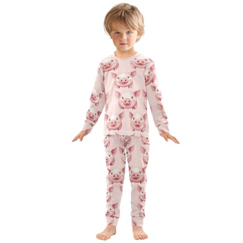 Pajama Sets Long Sleeve Pig Pink Pattern Print Soft Comfy Sleepwear 2 Piece PJS 3-8T2