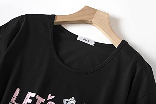 PNAEONG Women’s Pajama Set - Sleepwear Tops with Capri Pants Casual and Fun Prints Pajama Sets SY215-Purple-XL