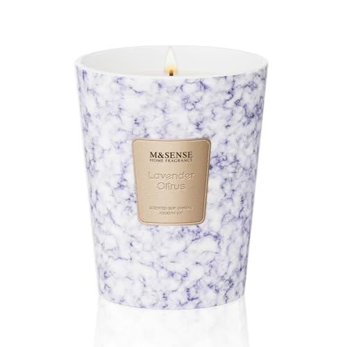 Image of M&SENSE Lavender Citrus Scented Soy Candle, 3 Wick Highly Scented 14.1 Oz 80H, Aromatherapy Scented Candle Gift for Women and Men