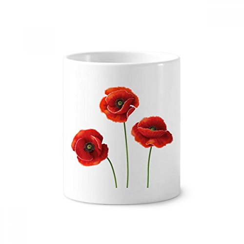 Porte-brosse à dents en céramique fleurs de pavot rouge tasse blanche 350ml