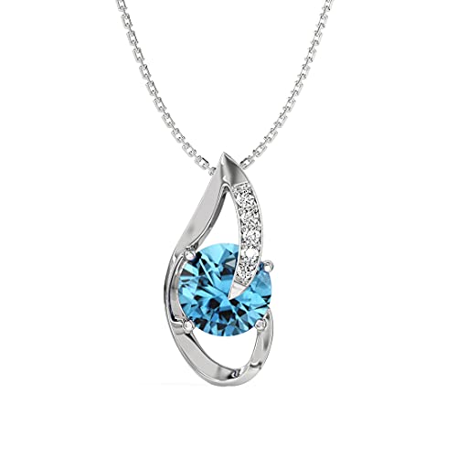 Image of Clara 925 Sterling Silver Sky Blue Eye Pendant Earring Chain Bracelet Ring Jewellery Set| Rhodium Plated, Swiss Zirconia | Gift for Women & Girls