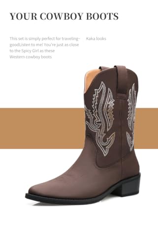 Goth Cowgirls Cowboys Boots for Women Men Embroidery Boho Short Platform Western Combat Booties Cute Emo Punk Corporate Goth Alternative Fashion Efashion for Girls Rave Parties Festivals Gifts4