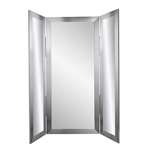 BrandtWorks Silver Modern Tri-Fold Mirror, Large