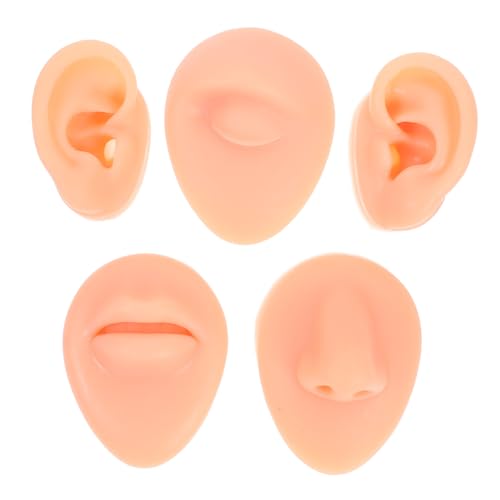 MOLUCKFU Set of 5 Silicone Piercing Practice Models: Ear Nose Lip Realistic Simulation Ear Model for Training Craftsmanship