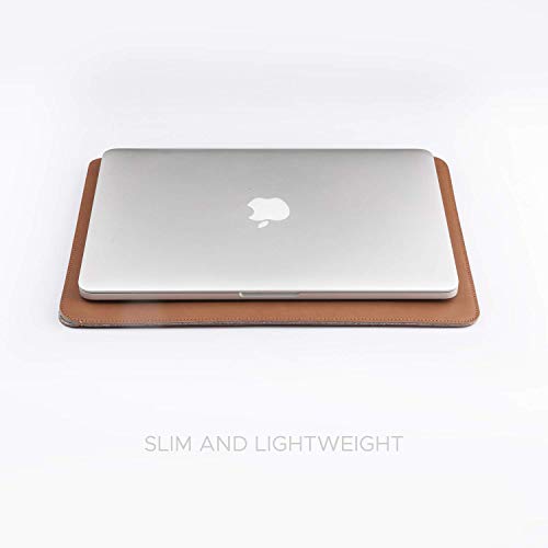 Image of Comfyable Laptop Sleeve 15 Inch Precisely Compatible with MacBook Air 15-inch M4 2025 A3241 & M3 2024 A3114 & M2 2023 A2941, Faux Leather Cover Case, Brown