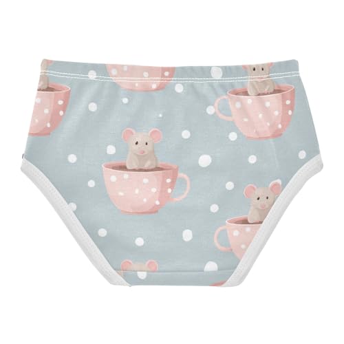 Wusikd Cute Pink Rat Girls' Underwear Cotton Coffee Cup Girls Briefs Soft Toddler Underwear 2T2