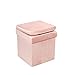 B FSOBEIIALEO Velvet Storage Ottoman with Seat Back, Folding Storage Chair for Living Room, Space-Saving Room Organizer Cubes, Toy Chest Storage Cubes Box (Pink, Medium)
