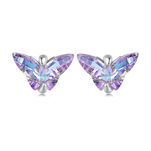 Boucles d'oreilles Papillons en Argent 925, Bijoux Émouvants avec Pierre de Naissance