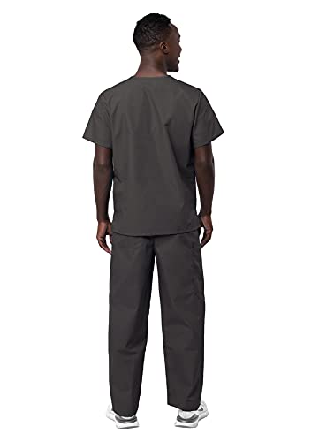 Sivvan Unisex Scrubs - Classic V-Neck Top & Drawstring Pants Scrub Set - S8400 - Charcoal - S #TOP1