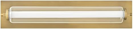 Hinkley 52022LCB Lucien Medium LED Bath Vanity Light Fixture, Modern Traditional Bath Bar, Cylindrical Clear Glass, Mounts Vertically or Horizontally, in Lacquered Brass