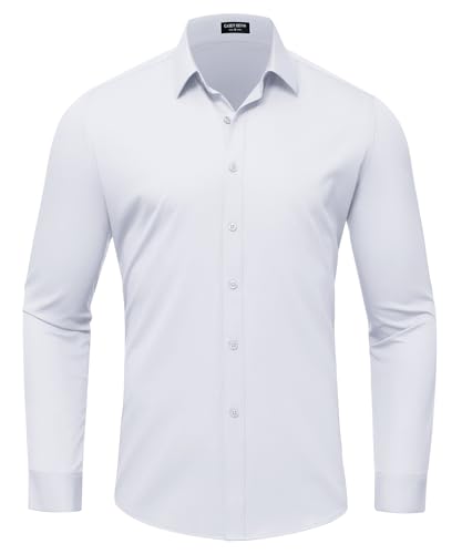 Mauro Kane Camisa Hombre sin Planchar Manga Larga Formal Camisas de Vestir de Negocios con Botones Casual Fibra de Bambú