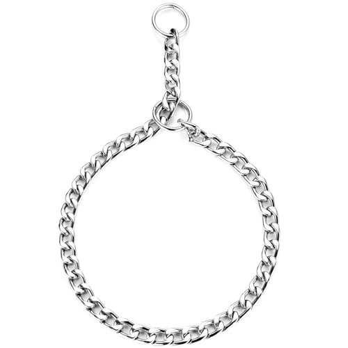 HAPPY HACHI Collare per Cani Acciaio Ferro Collar Resistente Catena Serpente Collari Regolabile per Cane Grandi Media per Allenamento (M 3.5mm*60cm)