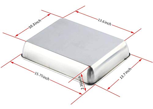 Sheet Pan,Cookie Sheet,Heavy Duty Stainless Steel Baking Sheet Tray, Toaster Oven Pan,Jelly Roll Pan,Deep Edge,Mirror Finish and Rust Free,Easy Clean & Dishwasher Safe (16.2x12.6x2.4 inches) - Thumbnail 3