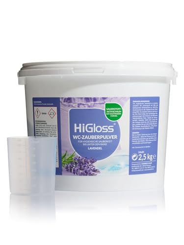 HiGloss WC Zauberpulver 2,5 kg – Hochwirksamer WC Reiniger mit Schmutzfinder-Technologie für gründliche Klo Reinigung bis unter den Rand – Ergiebiger Kloreiniger mit Frischeduft Lavendel HiGloss WC Zauberpulver 2,5 kg – Hochwirksamer WC Reiniger mit Schmutzfinder-Technologie für gründliche Klo Reinigung bis unter den Rand – Ergiebiger Kloreiniger mit Frischeduft Lavendel